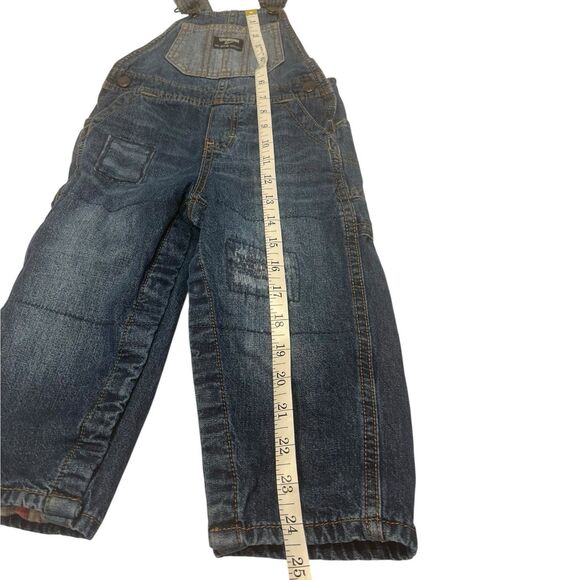 OshKosh B’gosh 24M Denim Overalls Flannel Lined Toddler Carpenter Jeans - Picture 6 of 13